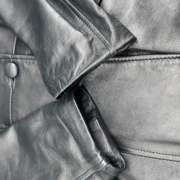 Red Kid Leather Trench Coat Jacket S - Picture 9 of 15